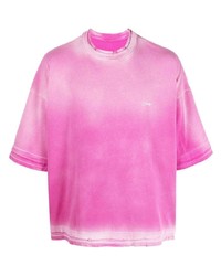 Мужская ярко-розовая футболка с круглым вырезом с принтом тай-дай от Domenico Formichetti