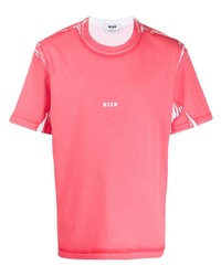 Мужская ярко-розовая футболка с круглым вырезом с принтом тай-дай от MSGM