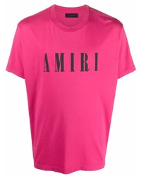 Мужская ярко-розовая футболка с круглым вырезом с принтом от Amiri