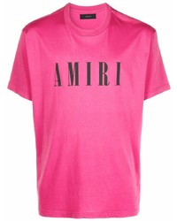 Мужская ярко-розовая футболка с круглым вырезом с принтом от Amiri