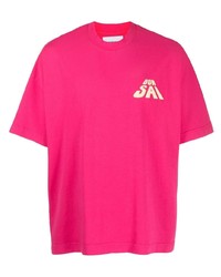 Мужская ярко-розовая футболка с круглым вырезом с принтом от Bonsai
