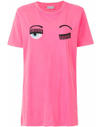Женская ярко-розовая футболка с круглым вырезом с принтом от Chiara Ferragni