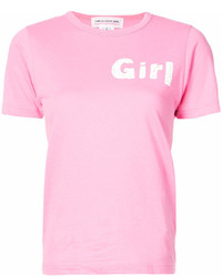 Женская ярко-розовая футболка с круглым вырезом с принтом от Comme des Garcons