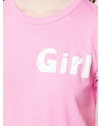 Женская ярко-розовая футболка с круглым вырезом с принтом от Comme des Garcons