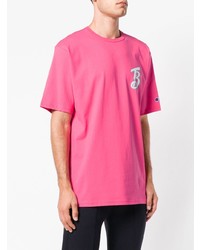 Мужская ярко-розовая футболка с круглым вырезом с принтом от Champion