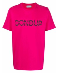 Мужская ярко-розовая футболка с круглым вырезом с принтом от Dondup