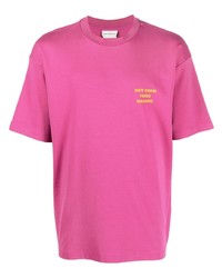 Мужская ярко-розовая футболка с круглым вырезом с принтом от Drôle De Monsieur