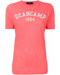 Женская ярко-розовая футболка с круглым вырезом с принтом от Dsquared2
