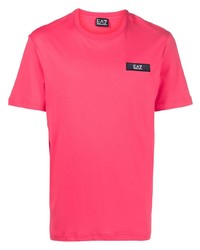 Мужская ярко-розовая футболка с круглым вырезом с принтом от Ea7 Emporio Armani