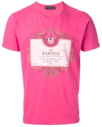 Мужская ярко-розовая футболка с круглым вырезом с принтом от Etro