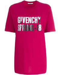 Женская ярко-розовая футболка с круглым вырезом с принтом от Givenchy
