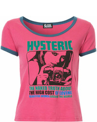 Женская ярко-розовая футболка с круглым вырезом с принтом от Hysteric Glamour