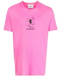 Мужская ярко-розовая футболка с круглым вырезом с принтом от Iceberg