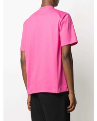 Мужская ярко-розовая футболка с круглым вырезом с принтом от MSGM