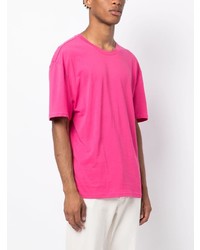 Мужская ярко-розовая футболка с круглым вырезом с принтом от Hugo