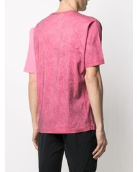 Мужская ярко-розовая футболка с круглым вырезом с принтом от Stone Island