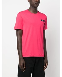Мужская ярко-розовая футболка с круглым вырезом с принтом от Ea7 Emporio Armani