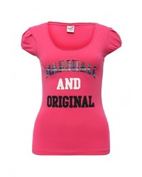 Женская ярко-розовая футболка с круглым вырезом с принтом от Marshall Original