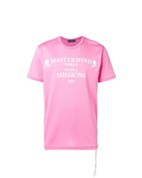 Мужская ярко-розовая футболка с круглым вырезом с принтом от Mastermind Japan