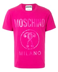 Мужская ярко-розовая футболка с круглым вырезом с принтом от Moschino