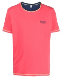 Мужская ярко-розовая футболка с круглым вырезом с принтом от Moschino
