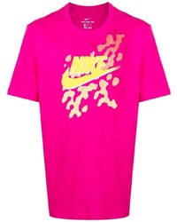 Мужская ярко-розовая футболка с круглым вырезом с принтом от Nike