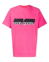 Мужская ярко-розовая футболка с круглым вырезом с принтом от Noon Goons