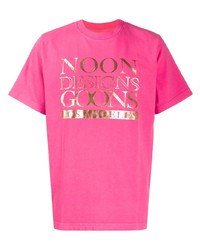 Мужская ярко-розовая футболка с круглым вырезом с принтом от Noon Goons