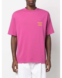 Мужская ярко-розовая футболка с круглым вырезом с принтом от Drôle De Monsieur