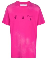Мужская ярко-розовая футболка с круглым вырезом с принтом от Off-White