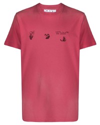 Мужская ярко-розовая футболка с круглым вырезом с принтом от Off-White