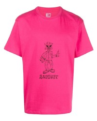 Мужская ярко-розовая футболка с круглым вырезом с принтом от PACCBET