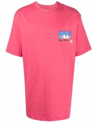 Мужская ярко-розовая футболка с круглым вырезом с принтом от Pas de Mer
