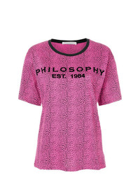 Женская ярко-розовая футболка с круглым вырезом с принтом от Philosophy di Lorenzo Serafini