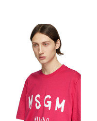 Мужская ярко-розовая футболка с круглым вырезом с принтом от MSGM