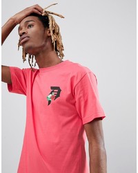 Мужская ярко-розовая футболка с круглым вырезом с принтом от Primitive