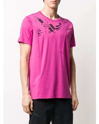 Мужская ярко-розовая футболка с круглым вырезом с принтом от Stone Island Shadow Project