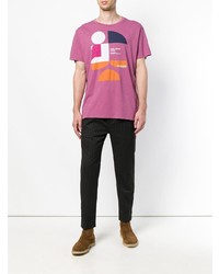 Мужская ярко-розовая футболка с круглым вырезом с принтом от Isabel Marant