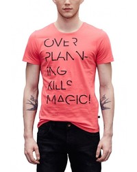 Мужская ярко-розовая футболка с круглым вырезом с принтом от s.Oliver Denim