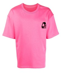 Мужская ярко-розовая футболка с круглым вырезом с принтом от Styland