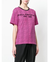 Женская ярко-розовая футболка с круглым вырезом с принтом от Philosophy di Lorenzo Serafini