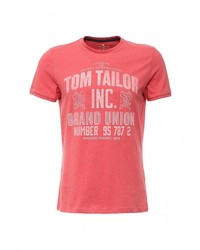 Мужская ярко-розовая футболка с круглым вырезом с принтом от Tom Tailor