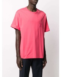 Мужская ярко-розовая футболка с круглым вырезом с принтом от Neil Barrett