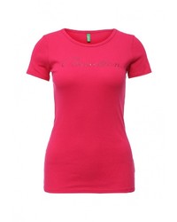 Женская ярко-розовая футболка с круглым вырезом с принтом от United Colors of Benetton