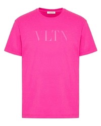 Мужская ярко-розовая футболка с круглым вырезом с принтом от Valentino