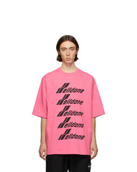 Мужская ярко-розовая футболка с круглым вырезом с принтом от We11done