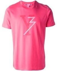 Мужская ярко-розовая футболка с круглым вырезом с принтом от Y-3