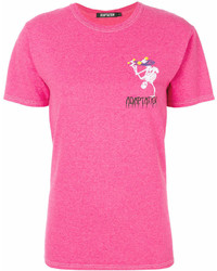 Женская ярко-розовая футболка с круглым вырезом с принтом
