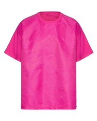 Ярко-розовая футболка с круглым вырезом с шипами