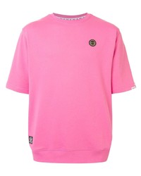 Мужская ярко-розовая футболка с круглым вырезом от AAPE BY A BATHING APE